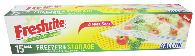 Freshrite Gallon Zipper Seal Freezer & Storage Bags, 15 ct.