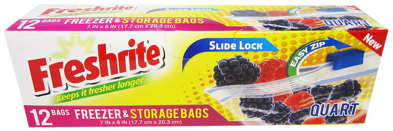 Freshrite Quart Size Freezer & Storage Bags w/ Slide Lock, 12 ct.