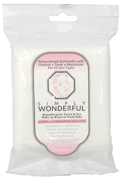 Hypoallergenic Facial & Eye Make-Up Removal Washcloths, 40 ct.
