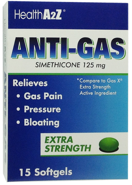 Health A2Z Anti-Gas Simethicone 125 mg, 15 Softgels