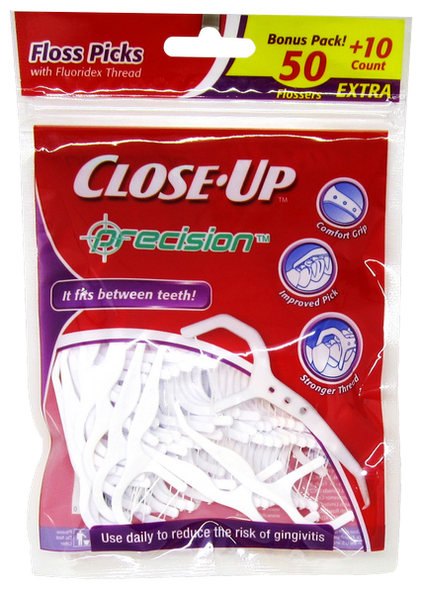 Close Up Floss Picks With Fluoridex, 60-ct.