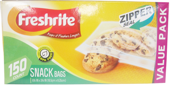 Freshrite Zipper Seal Snack Bags, 150 ct.