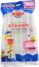 Flexible Drinking Straws with Paper Wrap, 100 ct.