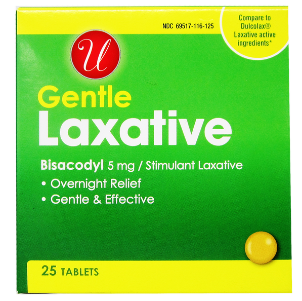 Gentle Laxative Bisacodyl 5 mg, 25 Tablets