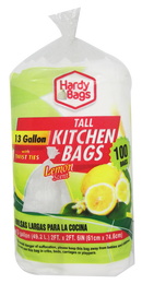 Hardy Bags 13 Gallon Tall Kitchen Bags Lemon Scented, 100 ct.