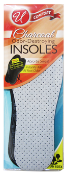 Charcoal Odor-Destroying Unisex Insoles, Size Woman 3 - Man 11, 1-Pair