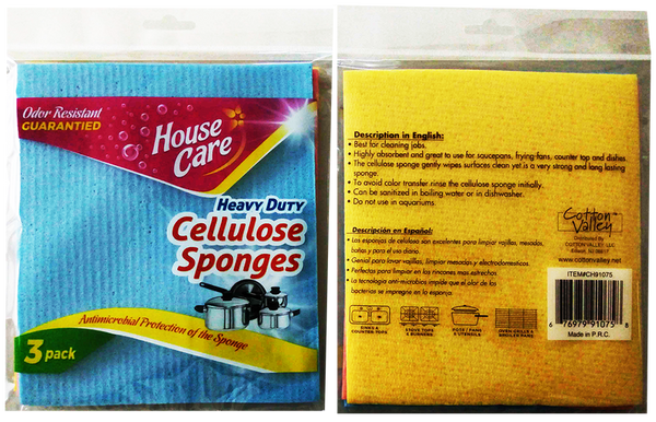House Care Heavy Duty Cellulose Sponges, 3-ct.