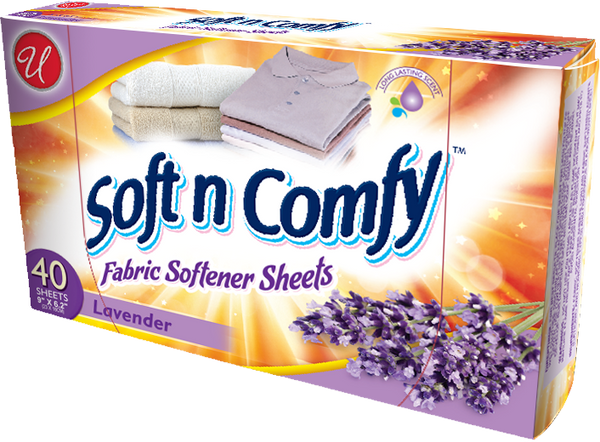 Soft N Comfy Lavender Scent Fabric Softener Sheets, 40 Sheets