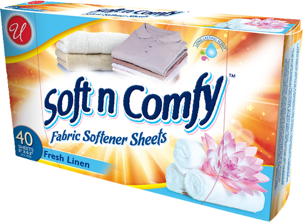 Soft N Comfy Fresh Linen Scent Fabric Softener Sheets, 40 Sheets