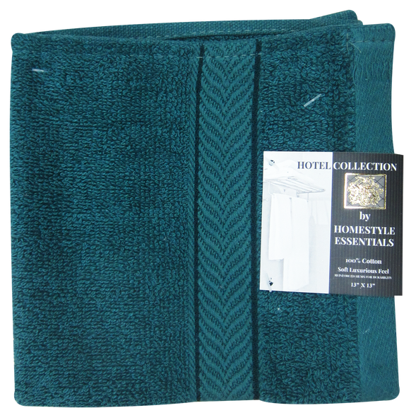 Hotel Collection by Homestyle Essentials 13" x 13" Wash Cloth, Teal Color