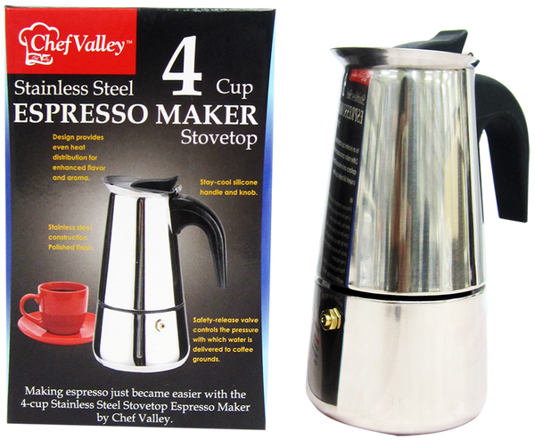 Stainless Steel Espresso Maker, 4-Cup
