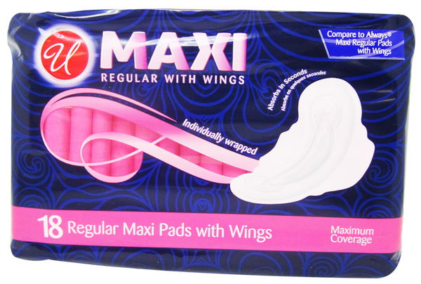 Maxi Regular Maxi Pads with Wings, 18 ct.