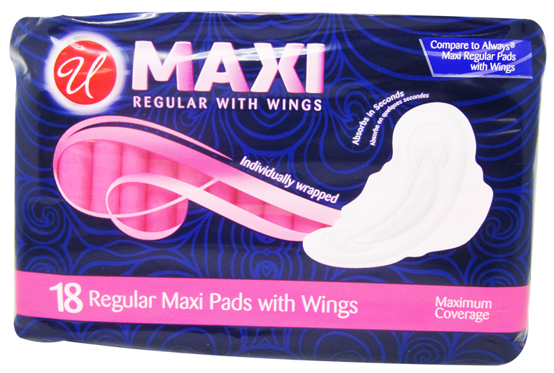 Maxi Regular Maxi Pads with Wings, 18 ct.