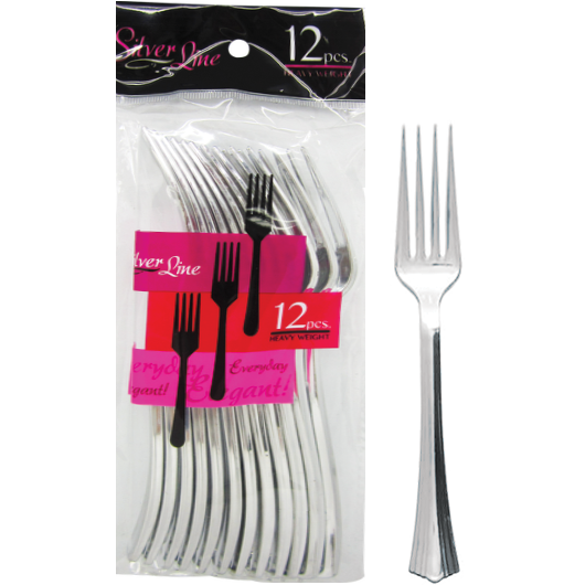 Silver Line Heavy Weight Fancy Disposable Forks, 12 ct.