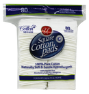 100% Pure Cotton Square Cotton Pads, Gentle Hypoallergenic, 80 ct.