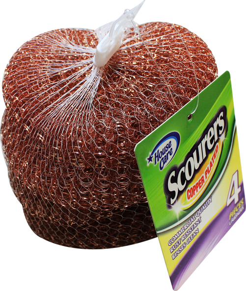 House Care Copper Plated Scourers Wire Mesh, 4-ct