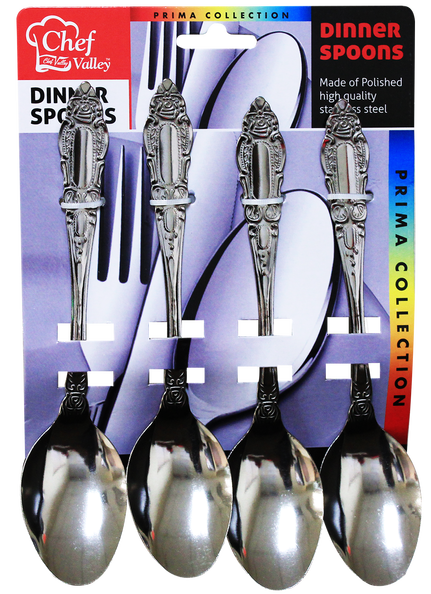 Stainless Steel Dinner Spoons Prima Collection, 4-ct.
