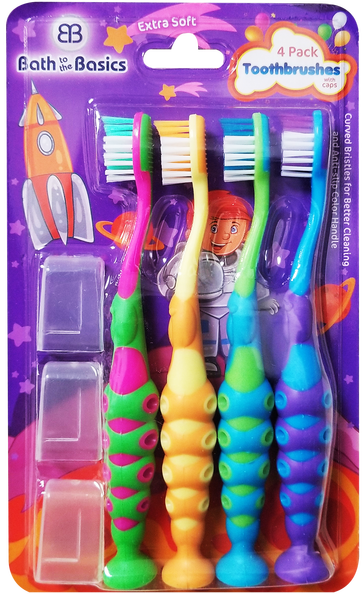 Soft Bristle Toothbrushes With Covers, 4-ct.
