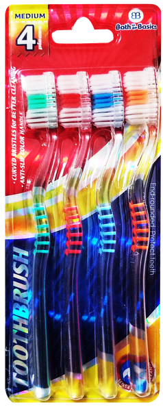 Medium Bristle Toothbrushes, 4-ct.
