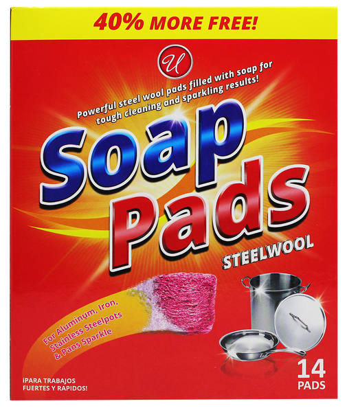 Heavy Duty Soap Pads Steelwool, 14-ct