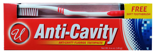 Anti-Cavity Fluoride Toothpaste with Free Soft Toothbrush, 6.4 oz