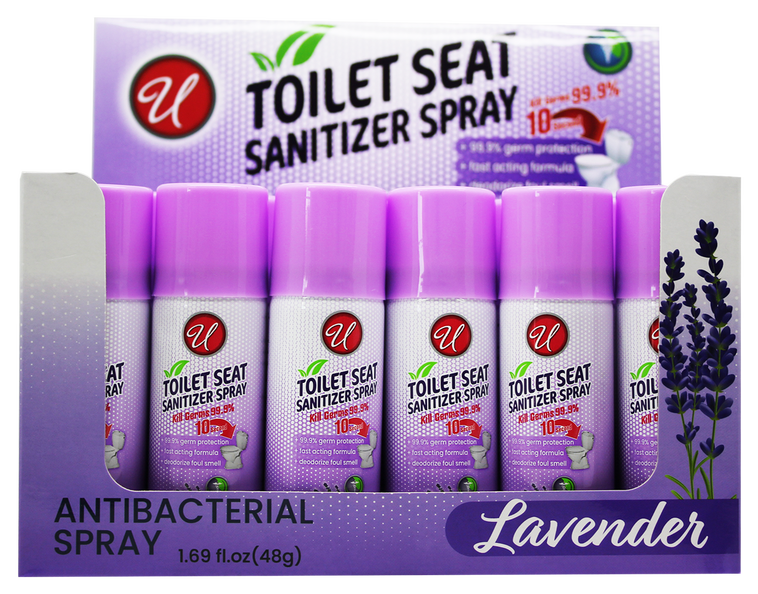 Toilet Seat Sanitizer Antibacterial Spray (Lavender Scent), 1.69oz (Pack of 6)