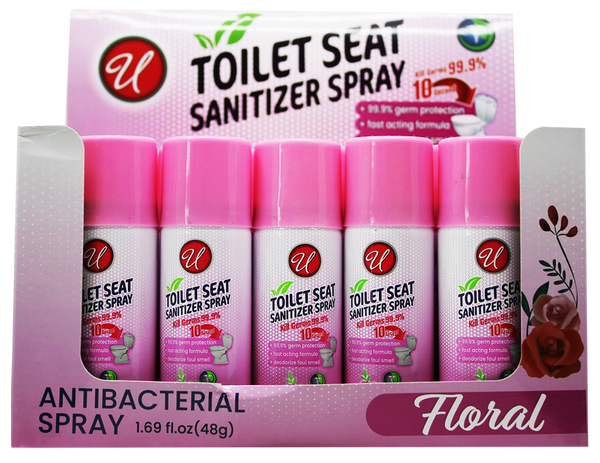 Toilet Seat Sanitizer Antibacterial Spray (Floral Scent), 1.69oz (Pack of 2)