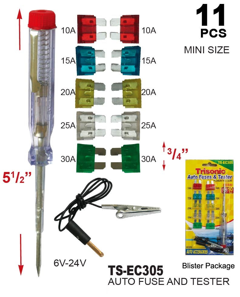 Auto Car Assorted Fuses and Tester, 10-ct.