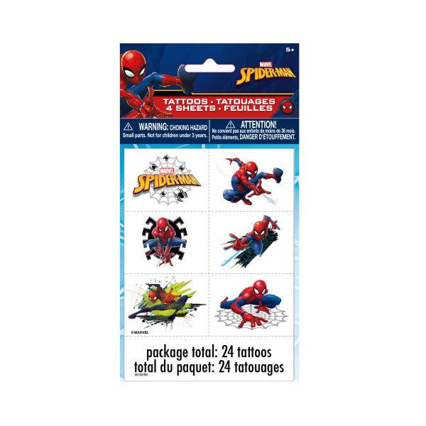 Spider-Man Color Tattoo Sheets, 4ct