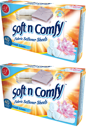 Soft N Comfy Fresh Linen Scent Fabric Softener Sheets, 40 Sheets (Pack of 2)
