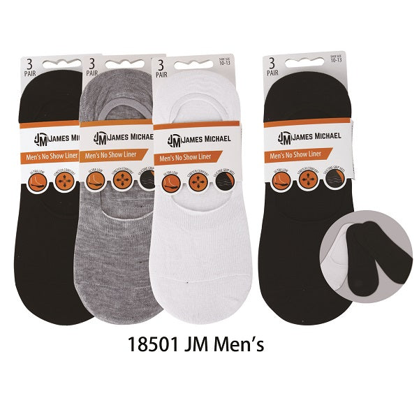 James Michael No Show Liner Socks 3PK Solid Assorted
