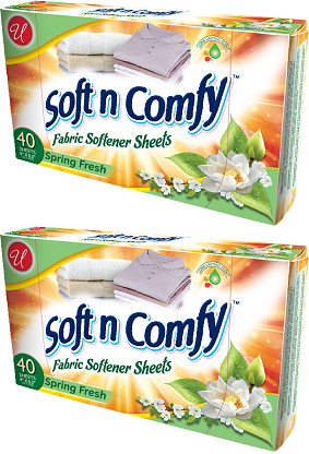 Soft N Comfy Spring Fresh Scent Fabric Softener Sheets, 40 Sheets (Pack of 2)