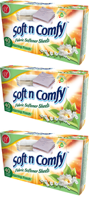 Soft N Comfy Spring Fresh Scent Fabric Softener Sheets, 40 Sheets (Pack of 3)