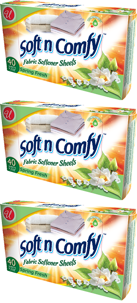 Soft N Comfy Spring Fresh Scent Fabric Softener Sheets, 40 Sheets (Pack of 3)