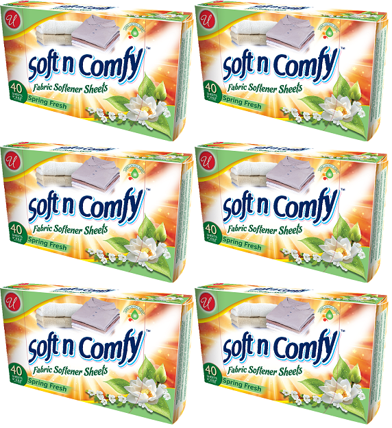 Soft N Comfy Spring Fresh Scent Fabric Softener Sheets, 40 Sheets (Pack of 6)