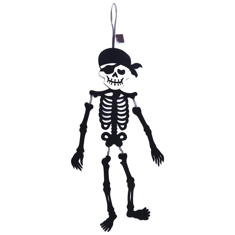 36" Halloween Hanging Flelt Skeleton Pirate Deco