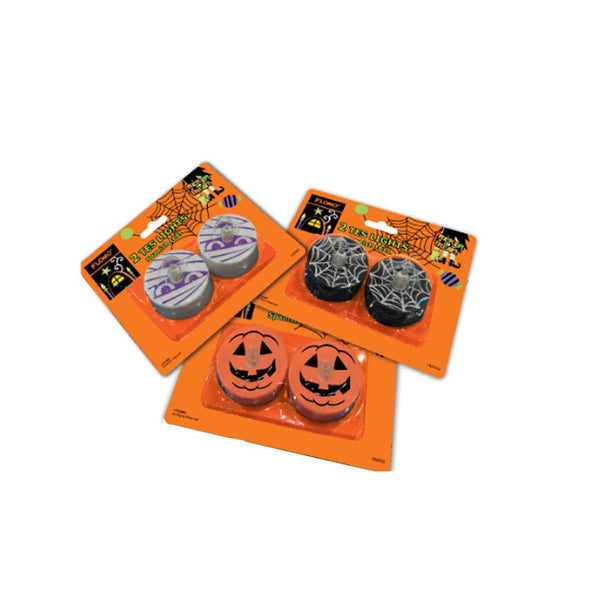 Halloween 2Pk Led Tealights With Printing (Pack of 3)