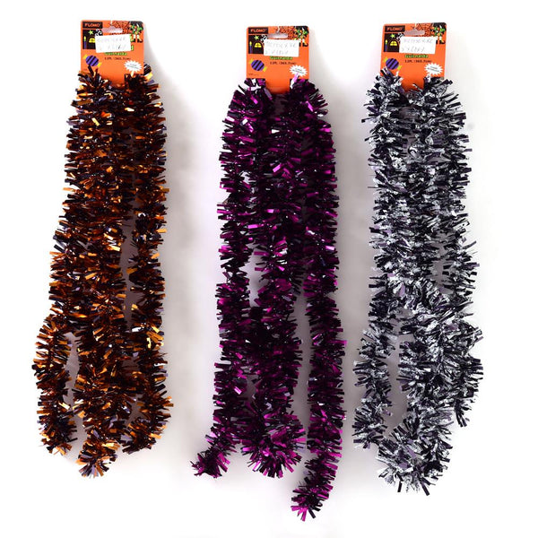 8' Halloween Shiny With Matte Tinsel Garland (Pack of 3)
