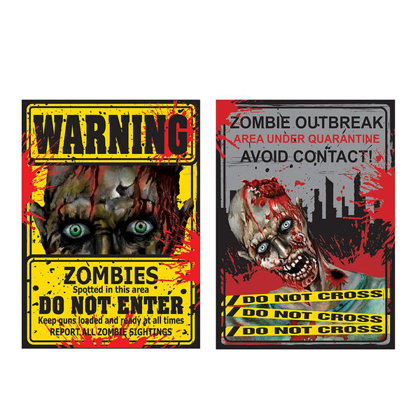 Zombie Lenticular Warning Sign, 15" H X 10.5"W (Pack of 2)