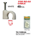 RG-6U Coaxial Cable Nail In Clips White, 40-ct.