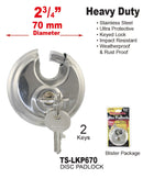 Utra Protective Disc Padlock With Keys, 70 mm