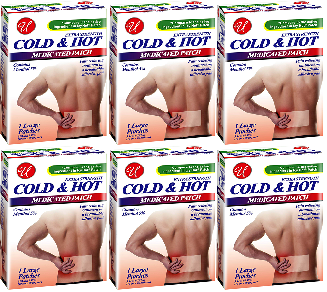 Extra Strength Cold & Hot Medicated Patch, 5% Menthol, 1 ct. (Pack of 6)