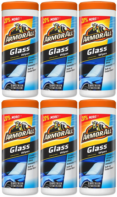 Armor All Glass Wipes, 25 Wipes (Pack of 6)