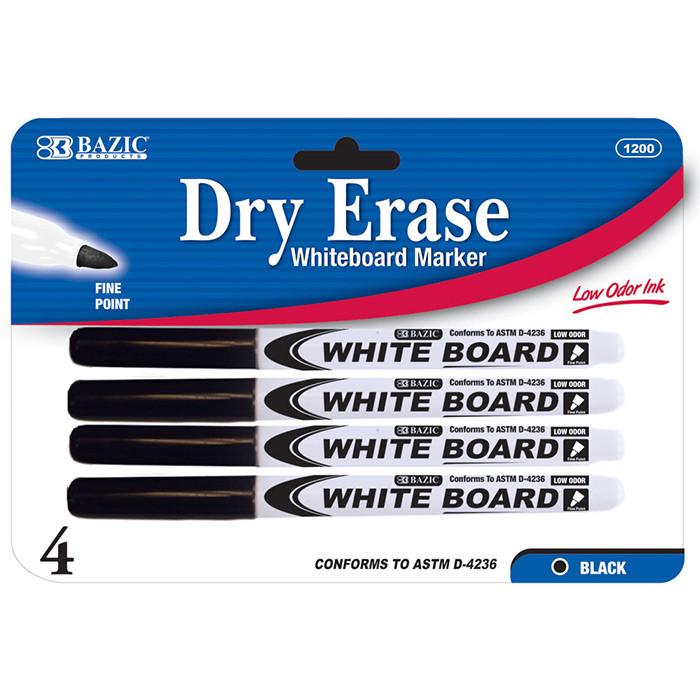 Fine Tip Black Dry-Erase Marker (4/Pack)