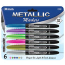Permanent Metallic Markers For Light & Dark Surfaces (6 Pack)