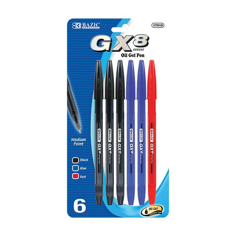 GX-8 Assorted Color Oil-Gel Ink Pen (6/Pack)