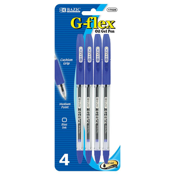 G-Flex Blue Oil-Gel Ink Pen w/ Cushion Grip (4/Pack)