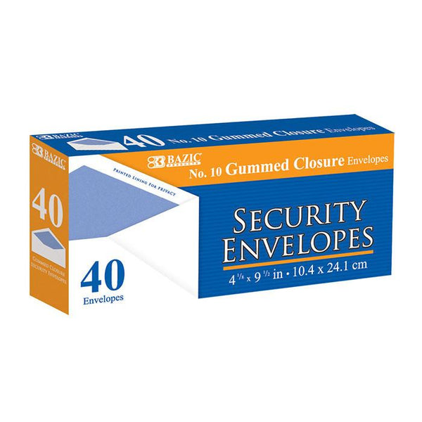 #10 Gummed Closure Security Envelope (40/Pack)