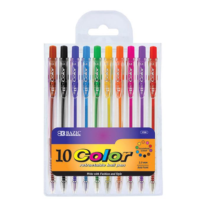 10 Retractable Color Pen