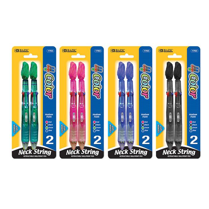 4-Color Neck Pen W/ Cushion Grip (2/Pack), 1-Pack